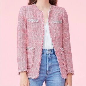 Rebecca Taylor Tweed Pink Blazer Jacket Size 6